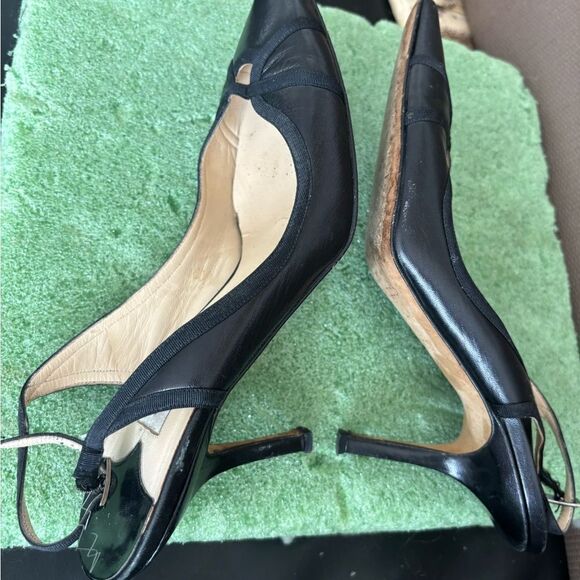 Jimmy Choo Leather High Heels classic pumps slingback shoes pointy toe - Picture 5 of 10